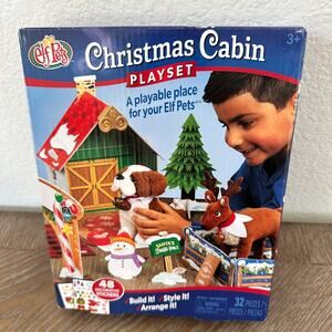 The Elf on the Shelf Elf Pets Christmas Cabin Playset NIB Open Box 32 Pcs